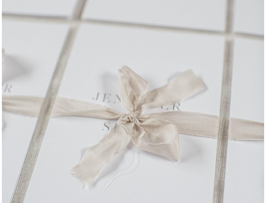 simple elegant wedding invites with silk ribbon