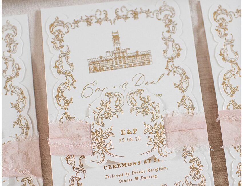 Carlton Towers wedding venue illustration bespoke wedding invitations